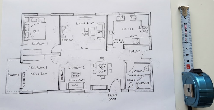 Sketch a rough floor plan