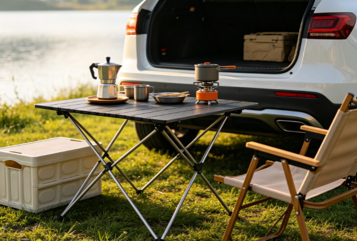 Weather-Resistant Car Folding Table for Camping