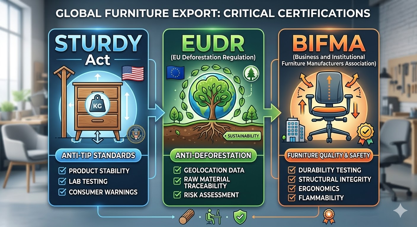 2026 Home Furnishings Export Trade Certification Checklist: STURDY Act, EUDR & BIFMA