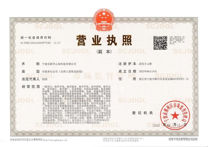 NING BO LE LING KAI XIN WU TECHNOLOGY CO., LTD.