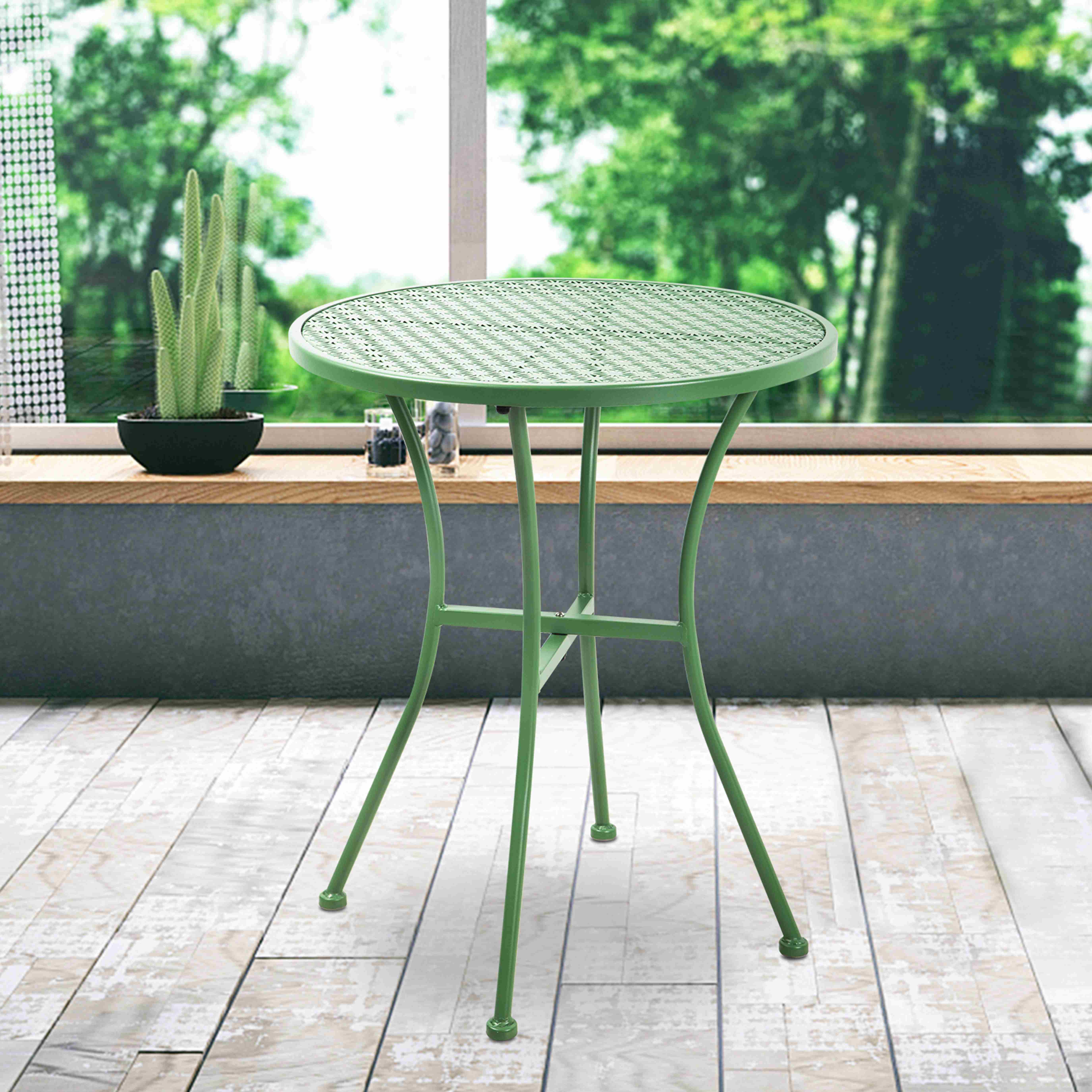 Steel Metal Round Table  for Outdoor and Indoor, Patio, Back Yard, Balcony, Weather Risistant, Waterproof and Uv-Proof