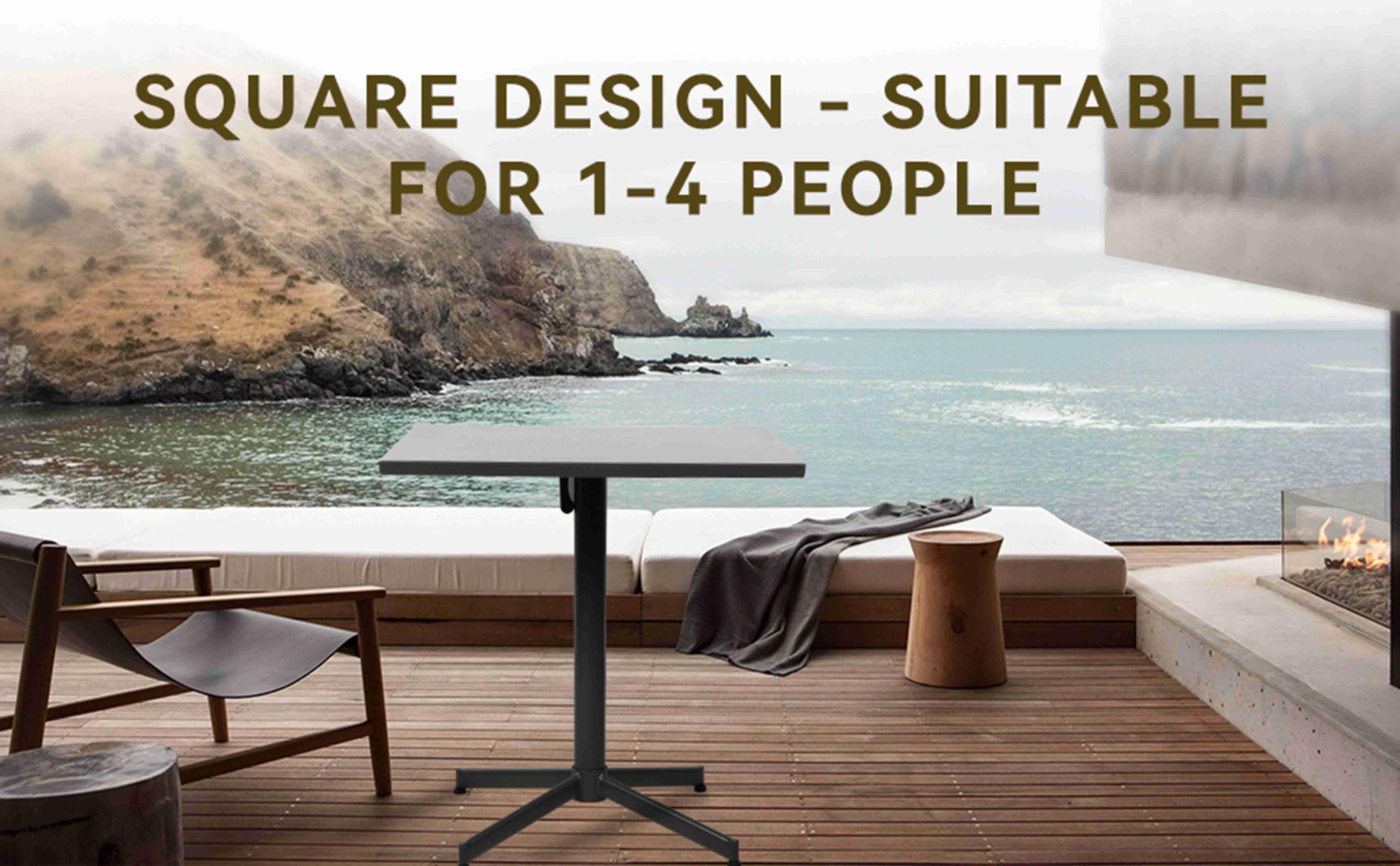 Outogether 27.5x27.5ins Steel Square Folding Table for Outdoor and Indoor, Patio, Back Yard, Balcony, Weather Risistant, Waterproof and Uv-Proof, Stable X Shape Base