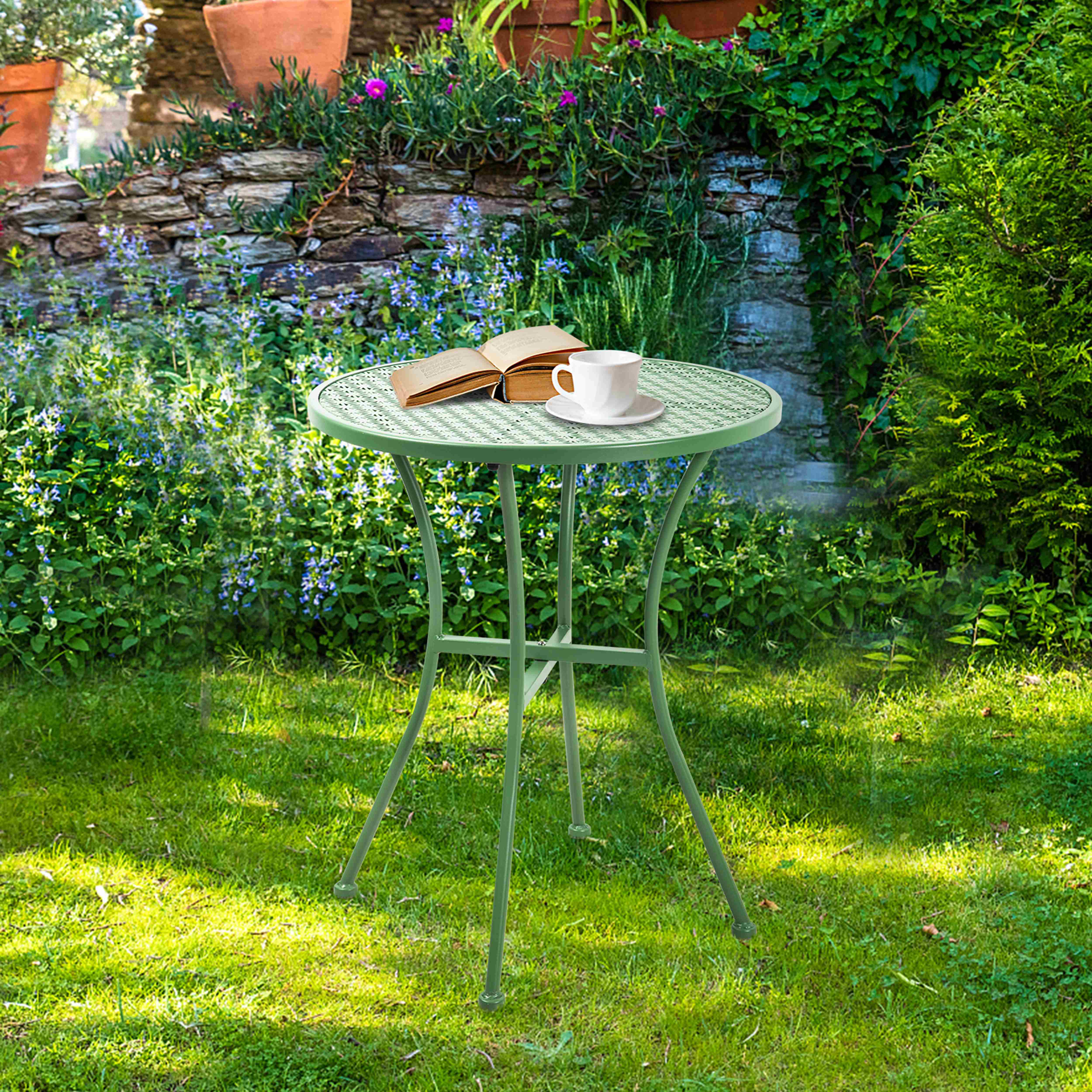 Steel Metal Round Table  for Outdoor and Indoor, Patio, Back Yard, Balcony, Weather Risistant, Waterproof and Uv-Proof