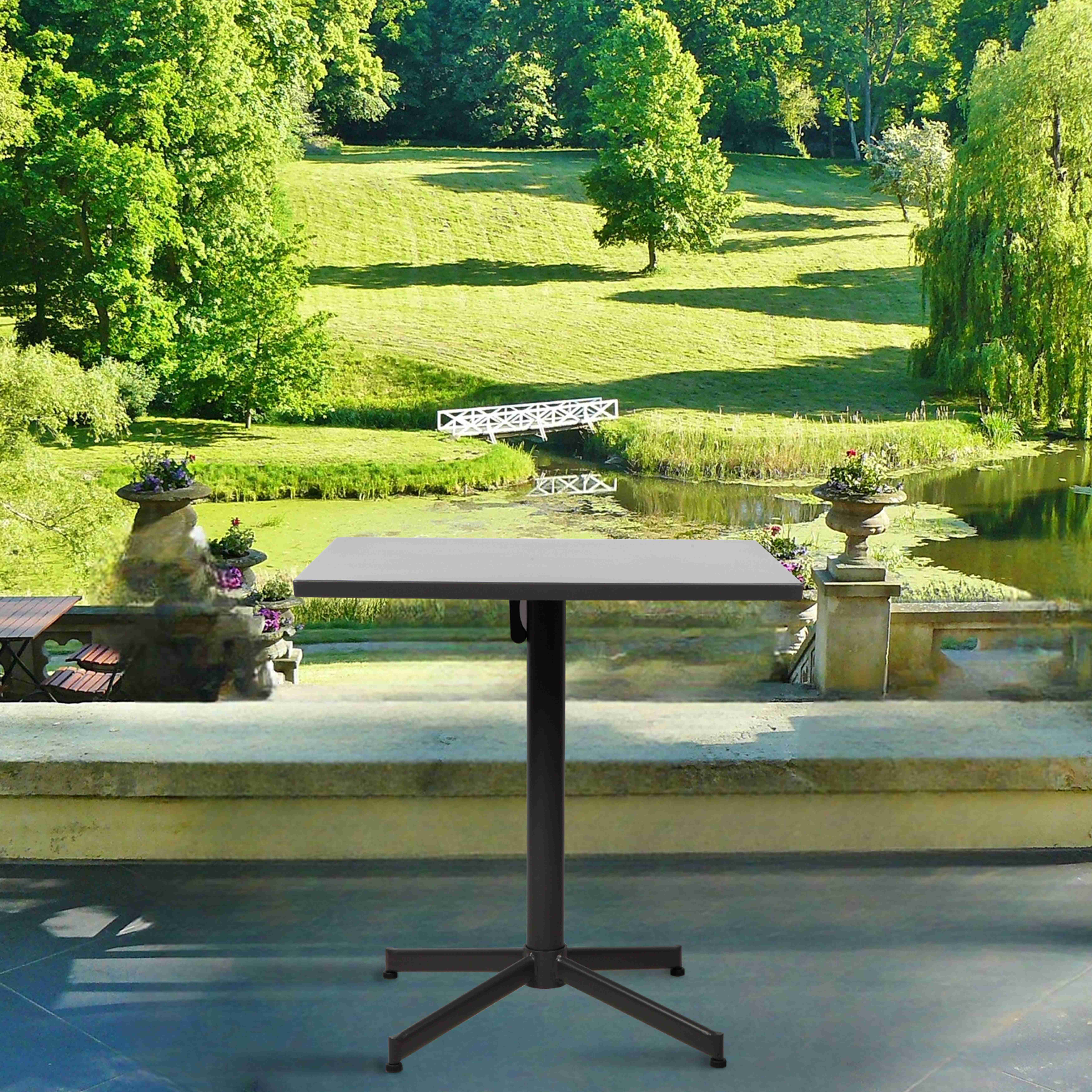 Outogether 27.5x27.5ins Steel Square Folding Table for Outdoor and Indoor, Patio, Back Yard, Balcony, Weather Risistant, Waterproof and Uv-Proof, Stable X Shape Base
