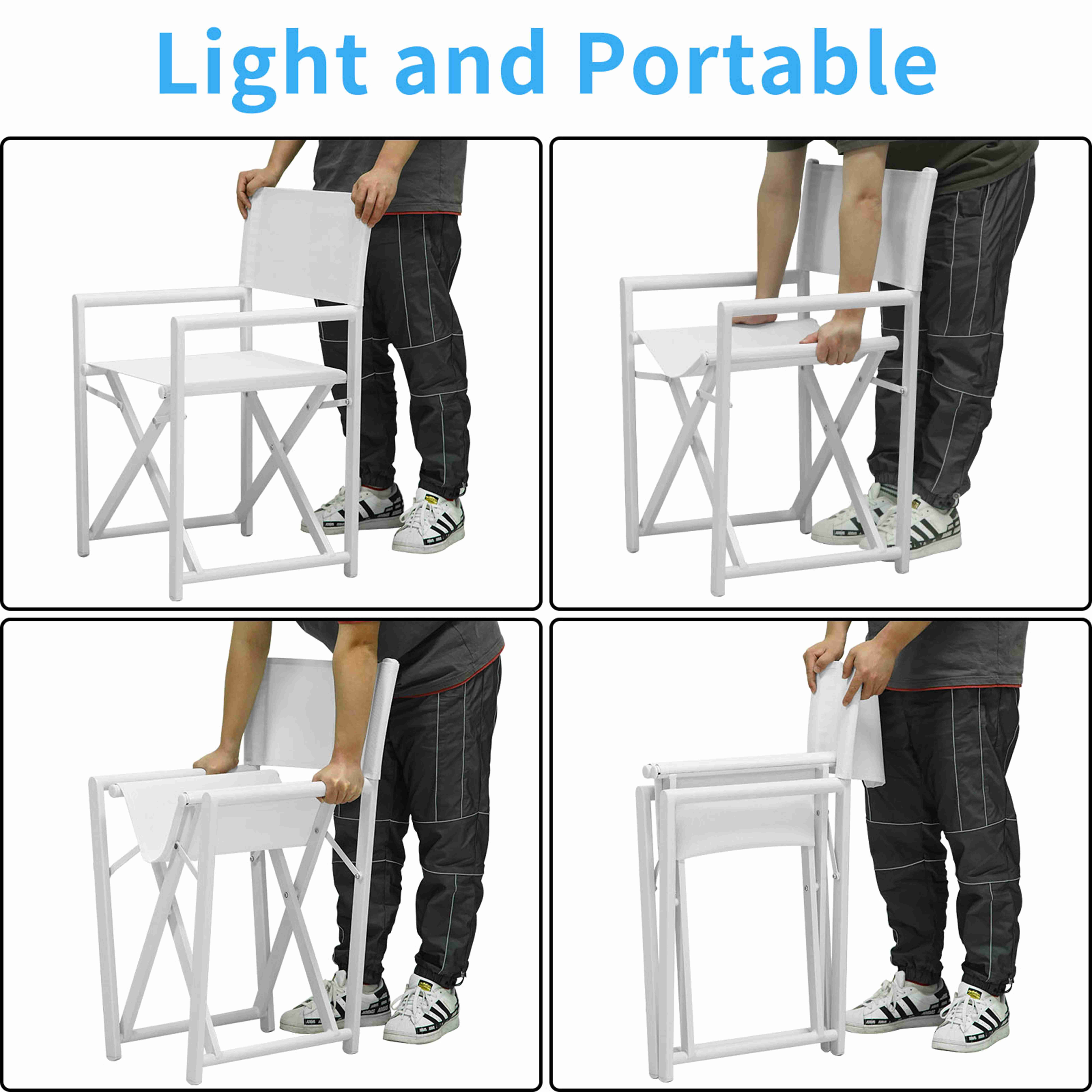 Aluminium Directors Chairs Camping Chair Portable Folding Chair Outdoor and Indoor Use for Living Room, Patio, Backyard, Picnic and Balcony