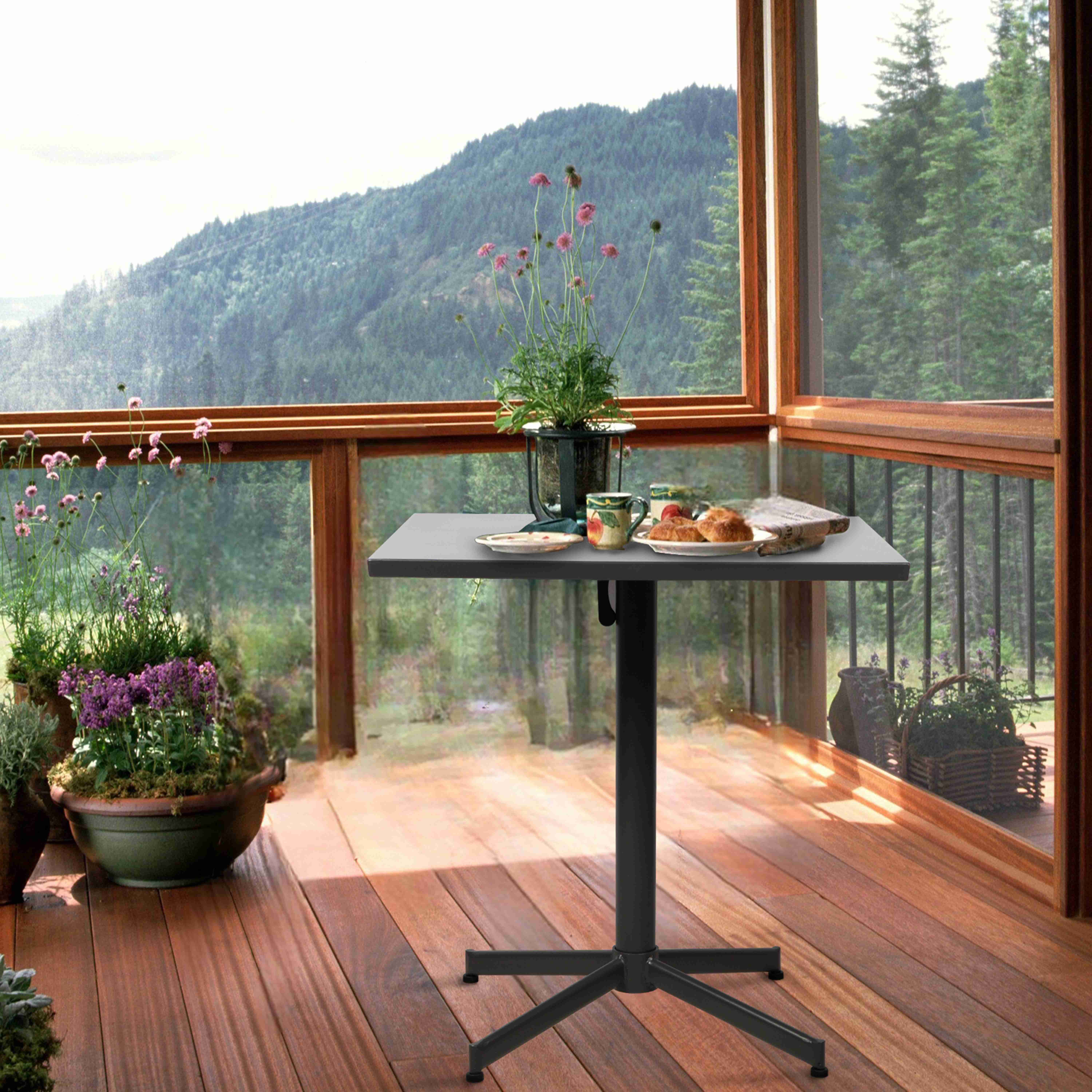 Outogether 27.5x27.5ins Steel Square Folding Table for Outdoor and Indoor, Patio, Back Yard, Balcony, Weather Risistant, Waterproof and Uv-Proof, Stable X Shape Base